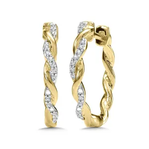 10K ROUND SPIRAL DIAMOND GRATITUDE HOOP EARRINGS