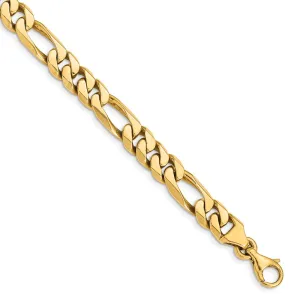 14K Yellow Gold 8mm Hand-polished Figaro Link Bracelet