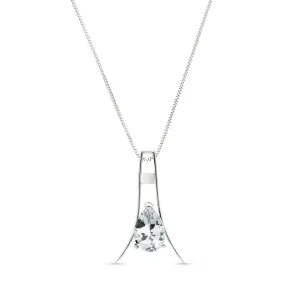 1.5 Carat 14K Solid White Gold Two To Tango Aquamarine Necklace