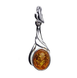 Amber Silver Teardrop Pendant