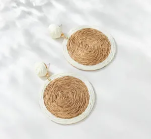 Beautiful Rattan Disc Earrings