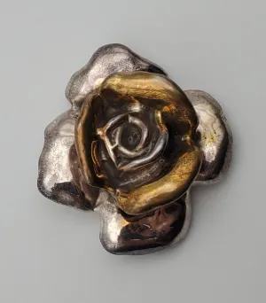 Bold Vintage Sterling Silver Handmade Rose Brooch/Pendant