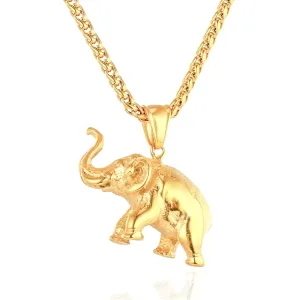 Classy Men Gold Elephant Pendant Necklace