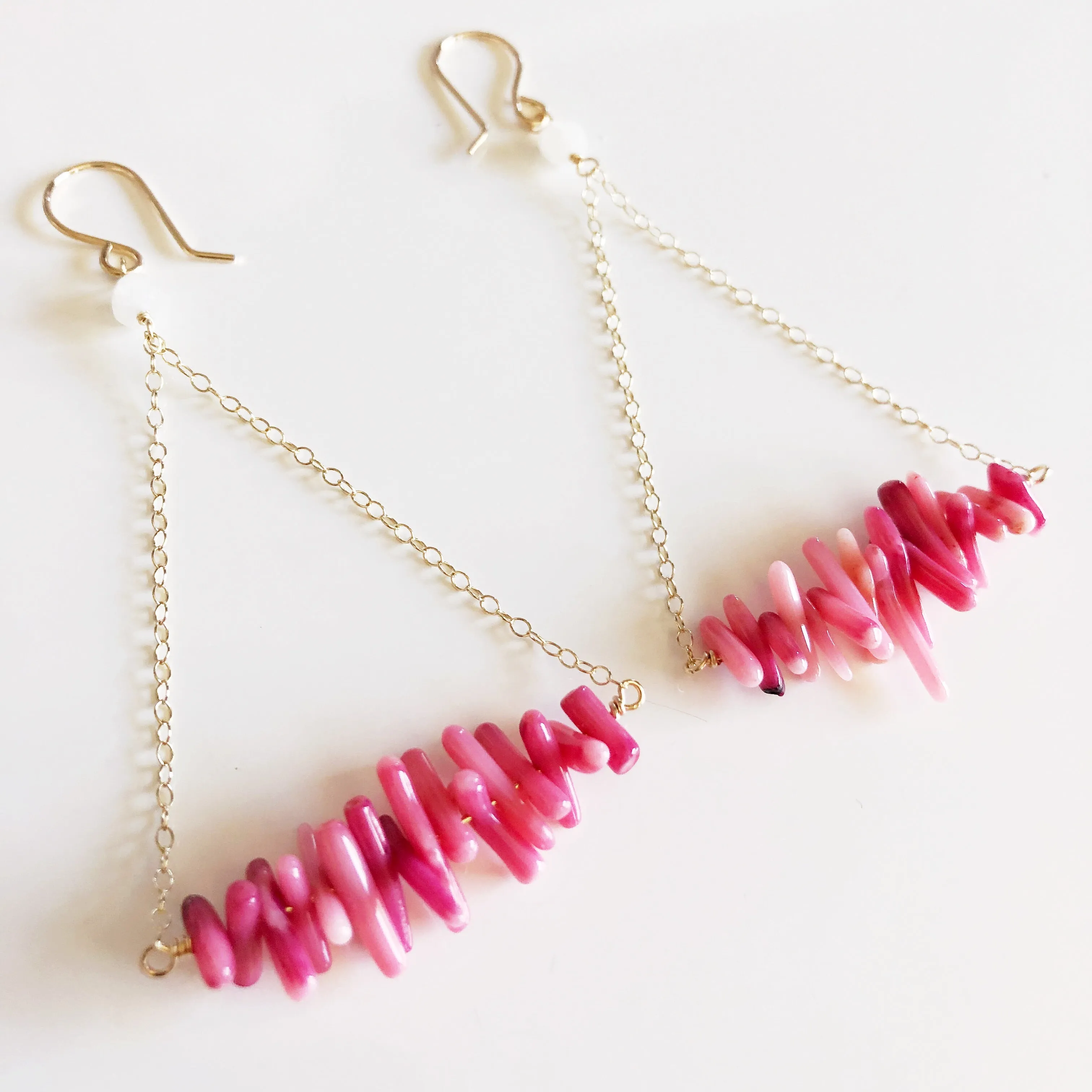 Earrings RIKO - pink coral branches (E111)