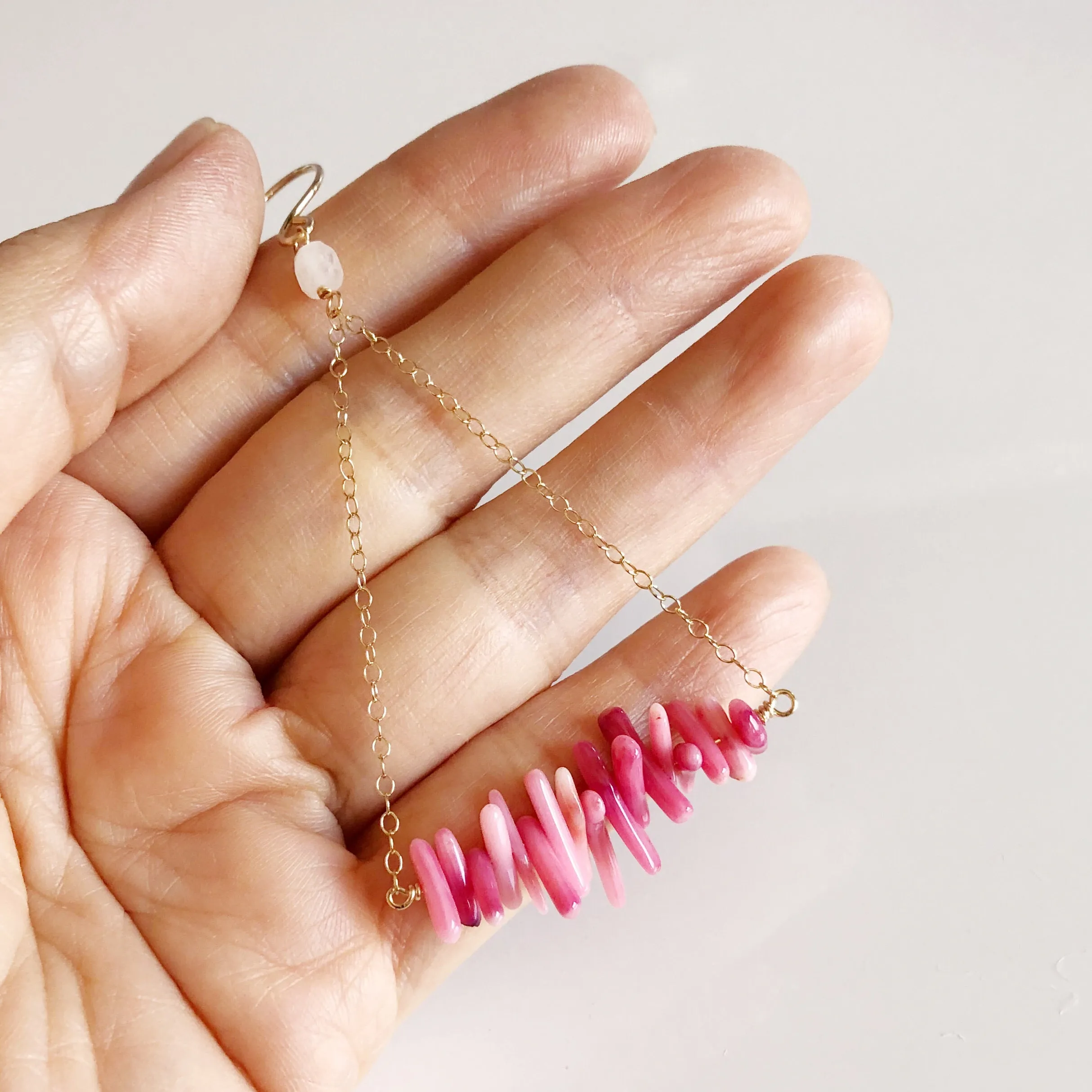 Earrings RIKO - pink coral branches (E111)