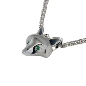 Fox Mask Pendant Necklace Sterling Silver