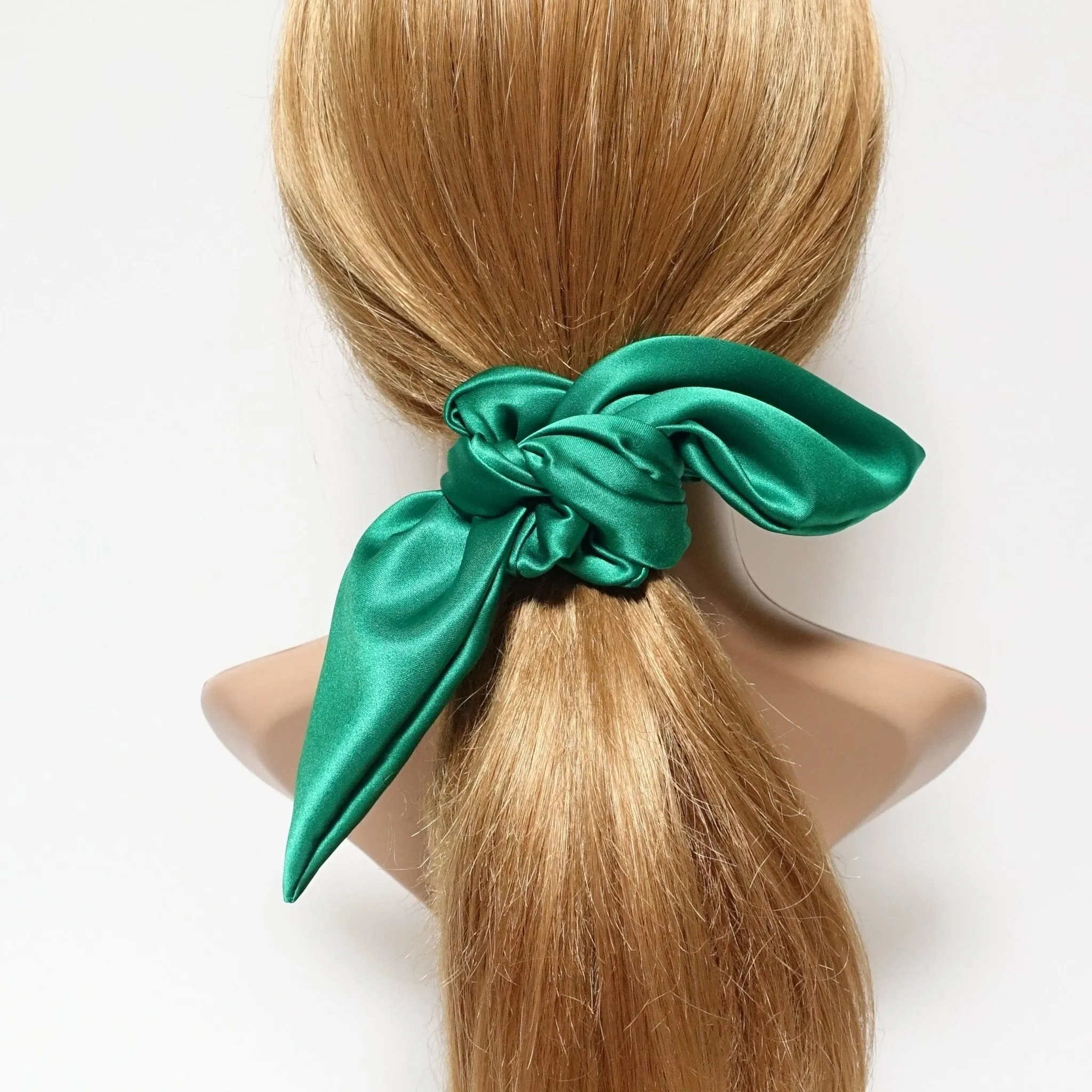 glossy satin tail scrunchies knot hair scrunchie