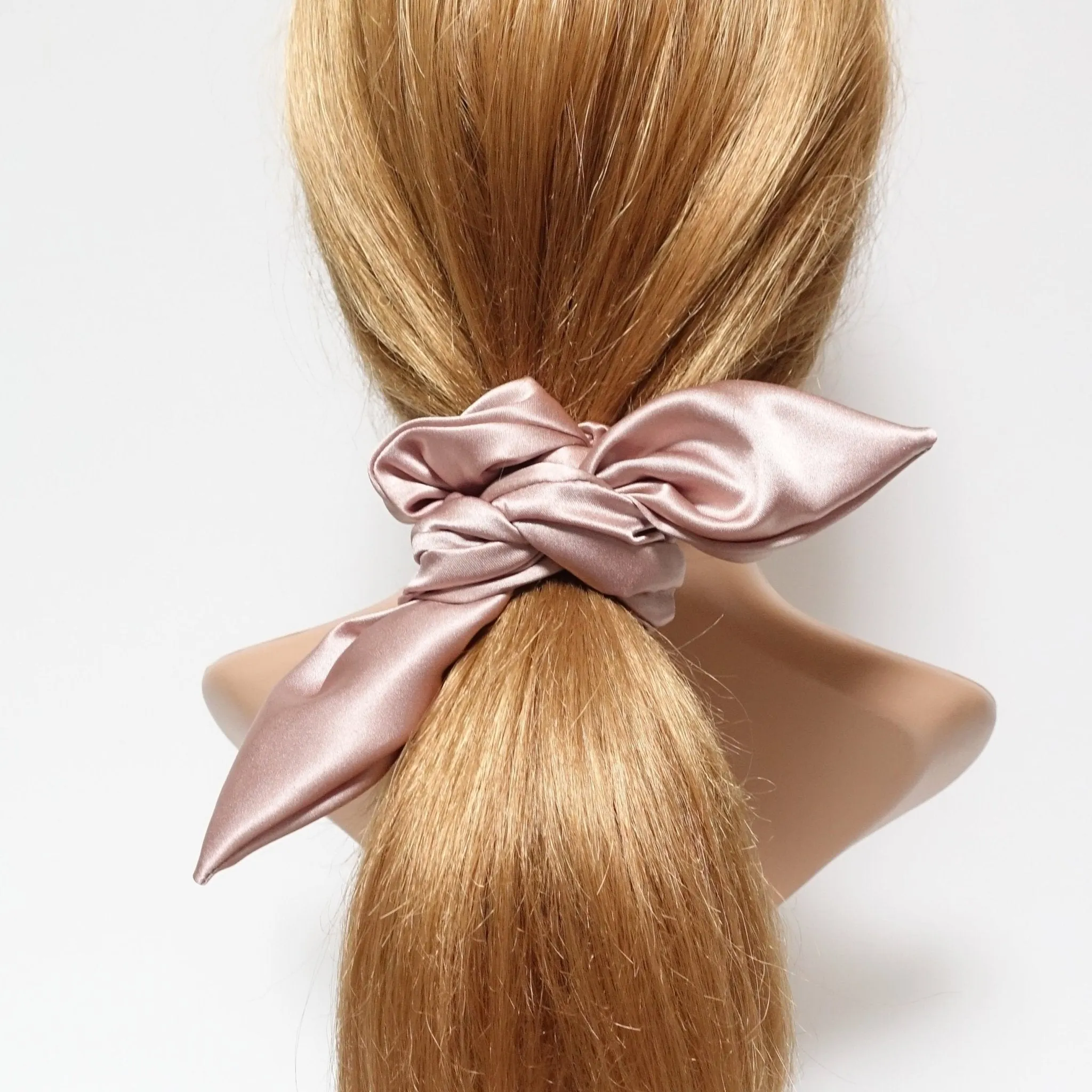 glossy satin tail scrunchies knot hair scrunchie