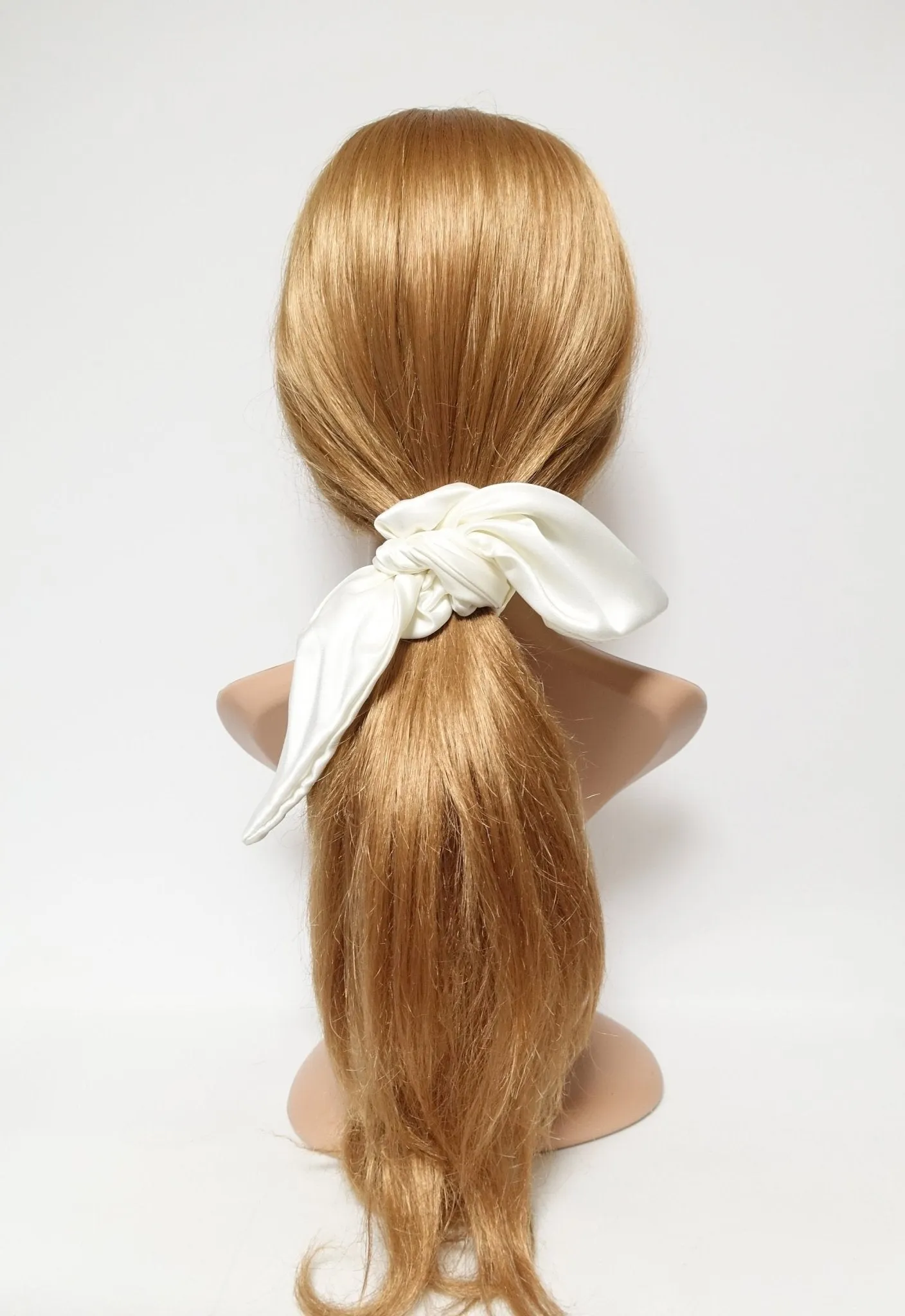 glossy satin tail scrunchies knot hair scrunchie