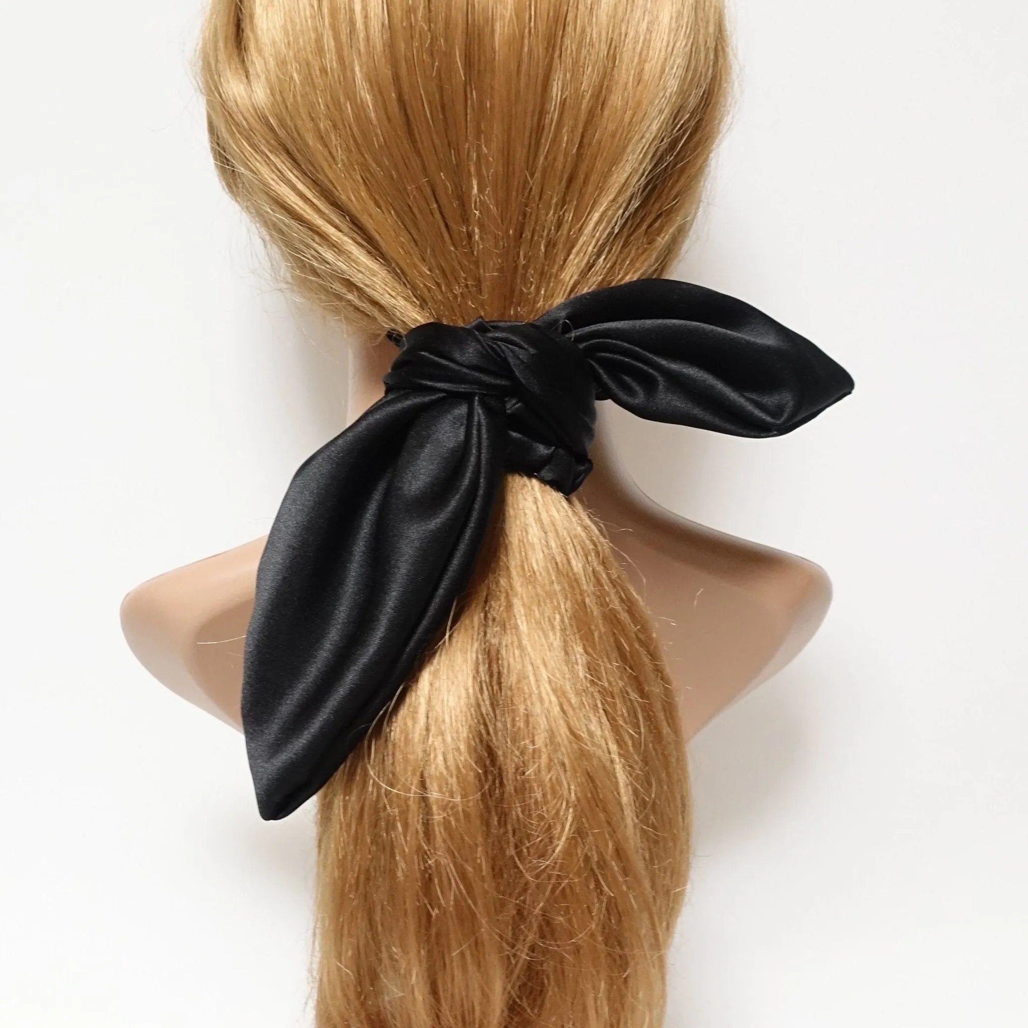 glossy satin tail scrunchies knot hair scrunchie