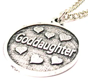 Goddaughter With Hearts Circle Single Charm Necklace