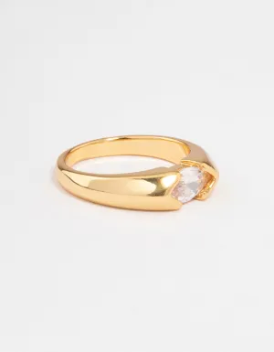 Gold Plated Statement Marquise Ring