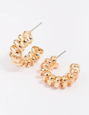 Gold Spiral Small Hoop Earrings