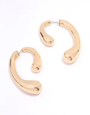 Gold Wiggle Smooth Drop Earrings