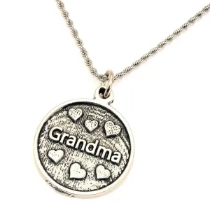 Grandma With Hearts Single Charm Necklace