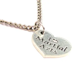 I Love Martial Arts Single Charm Necklace