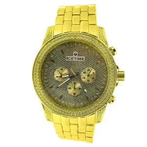 IceTime Storm Gold Hip Hop Watch .10ct Diamonds