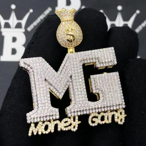 MG Money Gang VVS CZ Hip Hop Iced Out Pendant