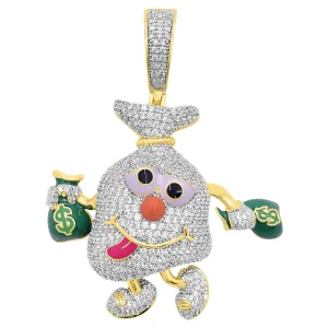 Money Bag Character VVS CZ Hip Hop Iced Out Pendant