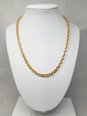 New! 18" 10k Yellow Gold Hollow Rope Chain Necklace