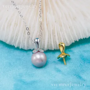 P011082 DIY 7-8mm Natural Freshwater pearl pendant accessory 925 sterling silver engagement jewelry necklace for women