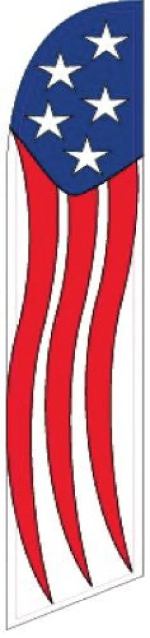 Patriotic American Swooper Feather Flag Complete Set With Pole And Ground Spike