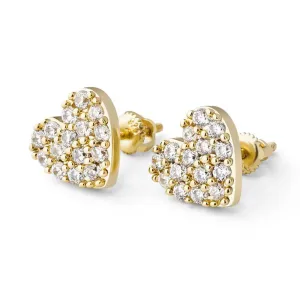 Pave Heart Stud CZ Iced Out Earrings .925 Sterling Silver