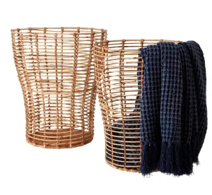 Set of Two Large Rattan Baskets