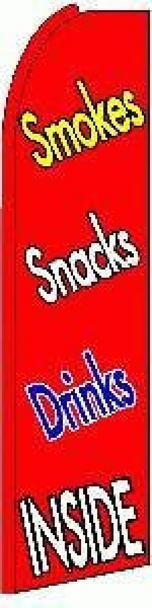 Smokes Snacks Drinks Swooper Feather Flag Complete Set With 15' Pole And Ground Spike