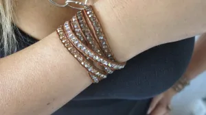 Tan Crystal Wrap Bracelet