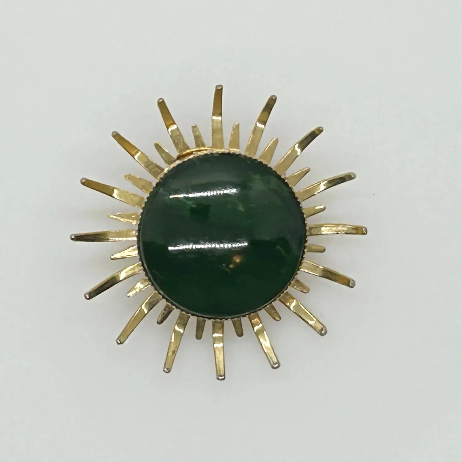 Vintage Abstract Brooch with Green Stone Center