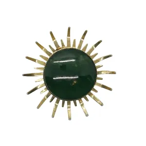 Vintage Abstract Brooch with Green Stone Center